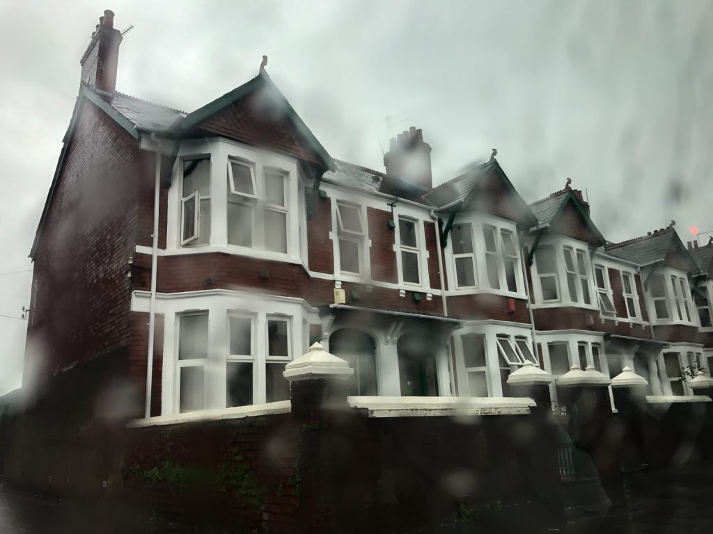 House covered in clouds